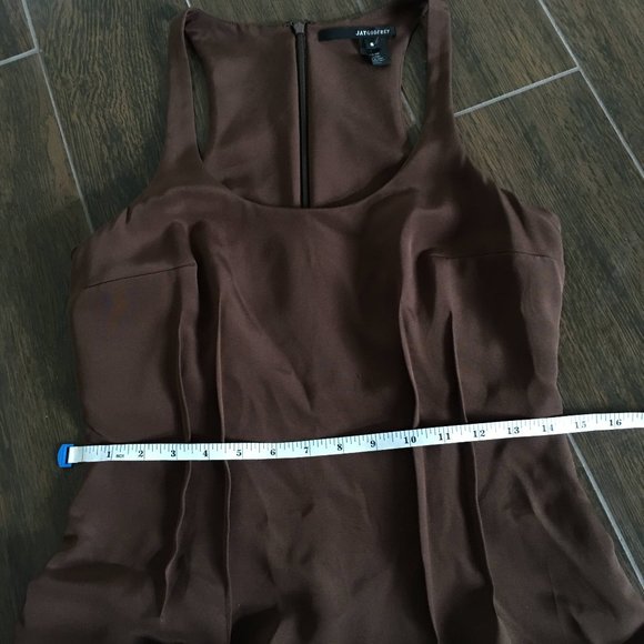 Jay Godfrey silk brown fitted feather cocktail 6 - Picture 6 of 8